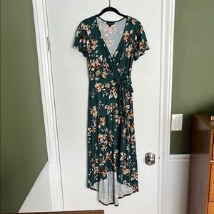 Floral Wrap Dress in Green